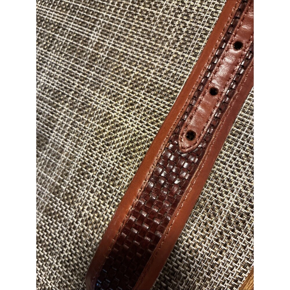 New Allen Edmonds 38 Belt Brown Basket Weaved Calfskin Leather Solid Brass - Picture 8 of 9